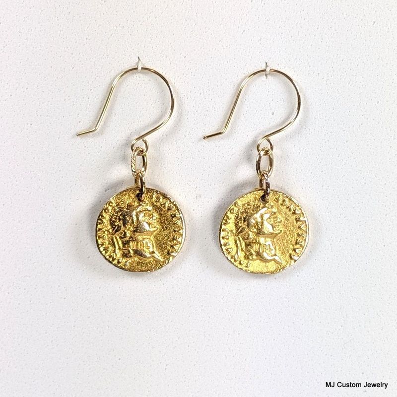 Simply Gold – Ancient Roman Coin 14k GF Earrings