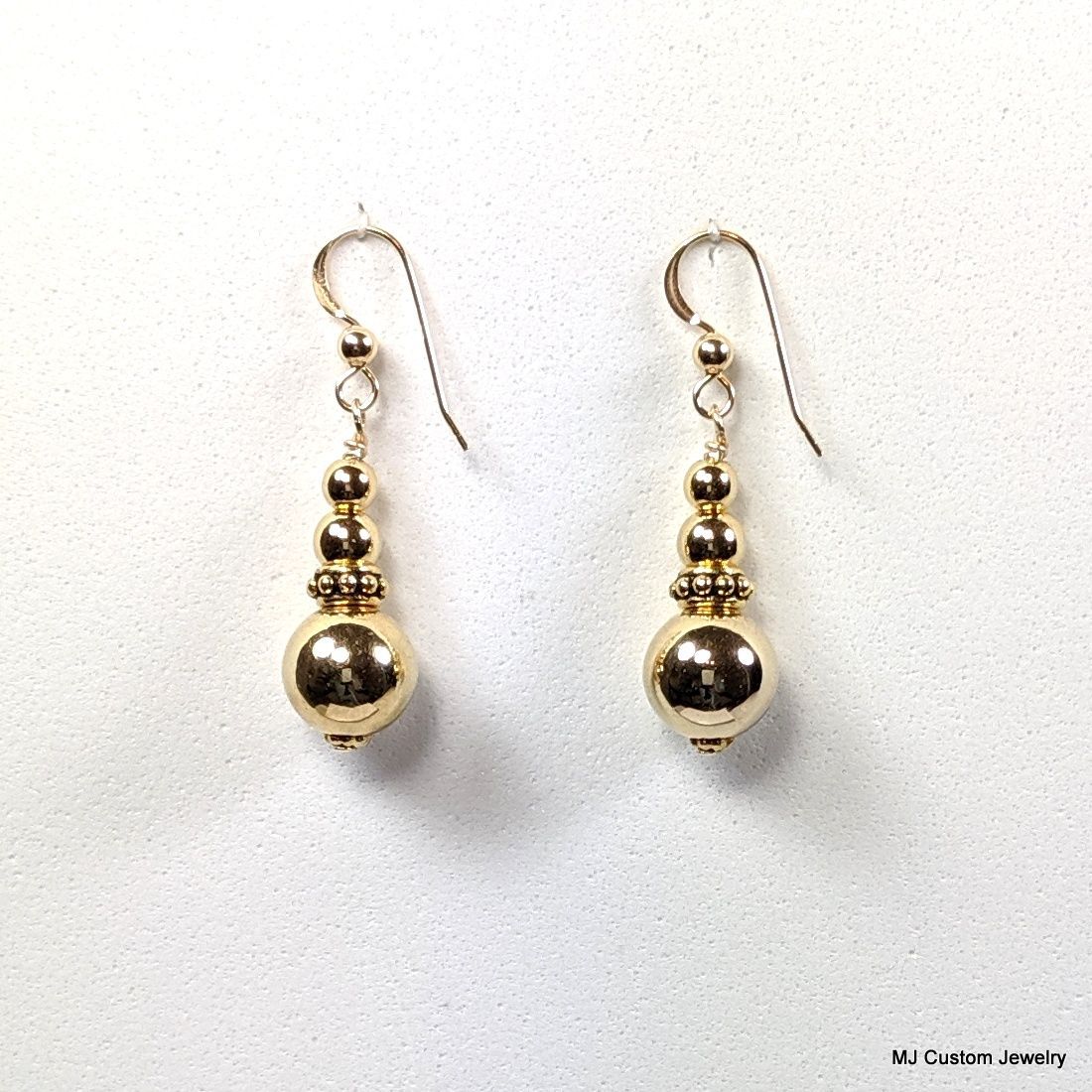 Simply Gold – Gold Ball & Beaded Rondelle 14k GF Earrings
