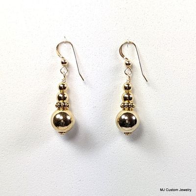 Simply Gold – Gold Ball & Beaded Rondelle 14k GF Earrings