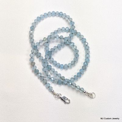 Aquamarine Faceted Rondelle Necklace