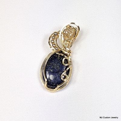 Lapis Lazuli & Gold Beads 14k GF Wire Wrapped Pendant