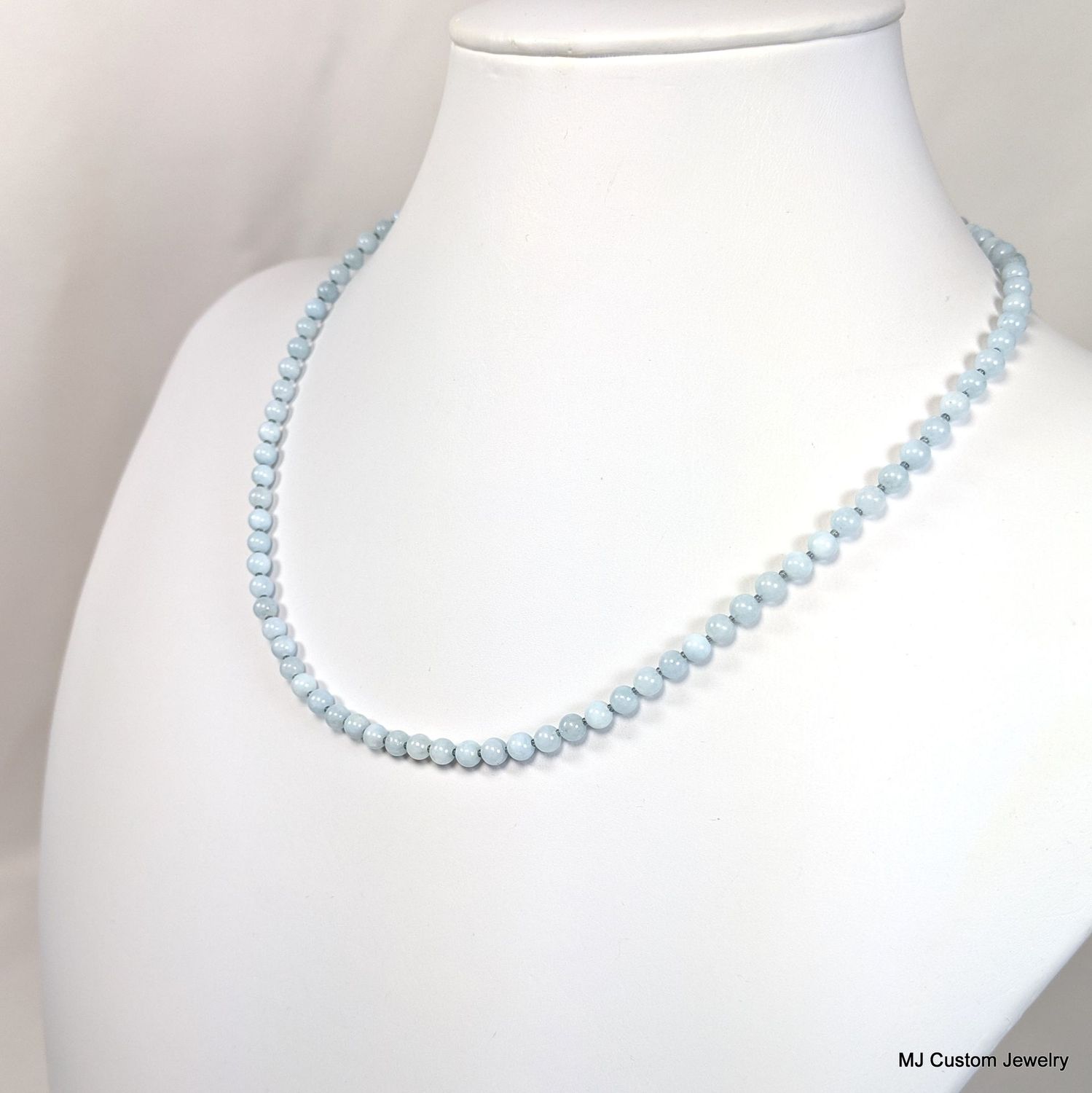 Blue Aquamarine Quartz Simple Strand Necklace