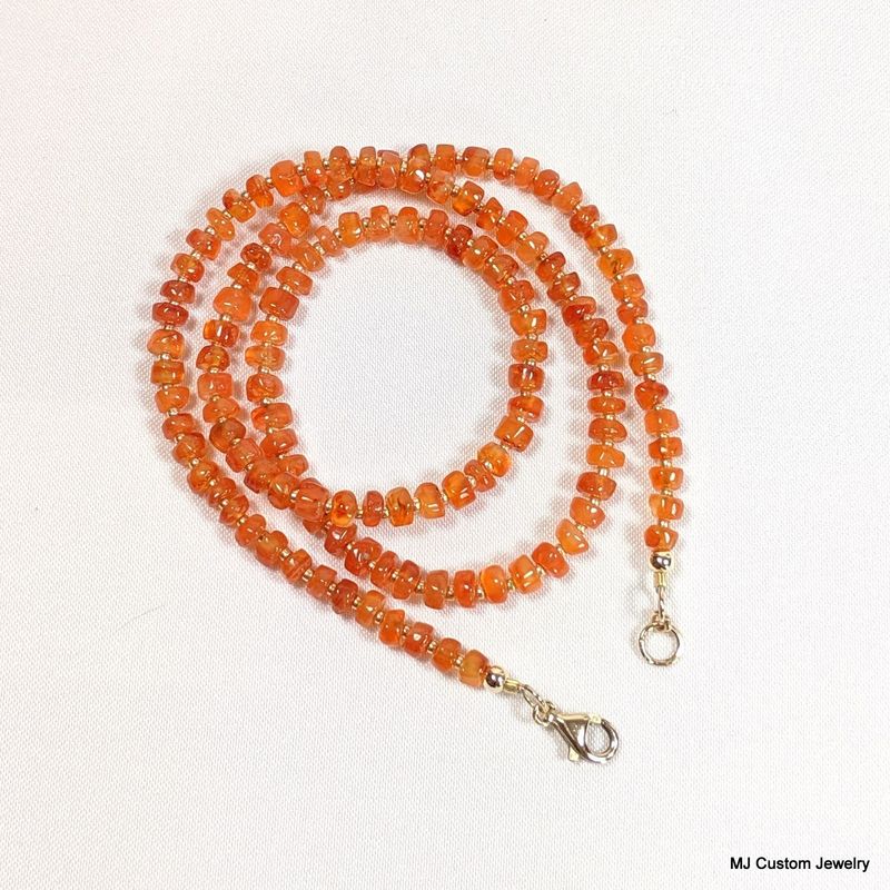 Carnelian Hand-Cut Heishi 14k GF Necklace