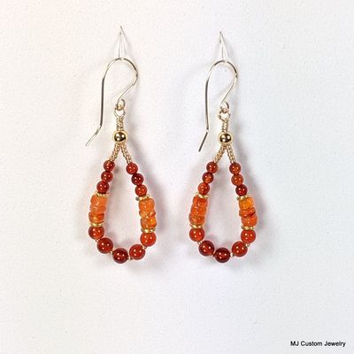 Carnelian Ombre Ring of Stones 14k GF Earrings