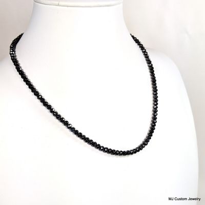 Black Agate Faceted Rondelle Necklace