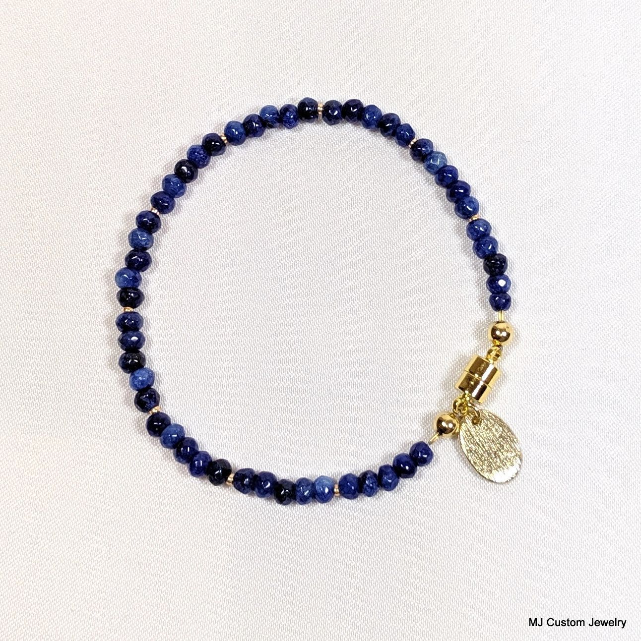 Lapis Lazuli & Brushed Gold Drop Magnetic Clasp Bracelet