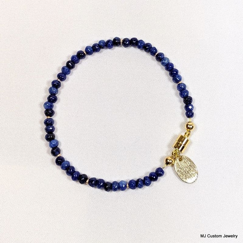 Lapis Lazuli & Brushed Gold Drop Magnetic Clasp Bracelet