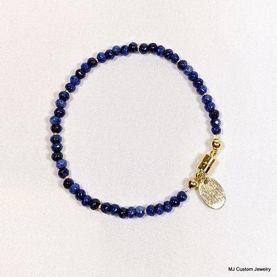 Lapis Lazuli & Brushed Gold Drop Magnetic Clasp Bracelet