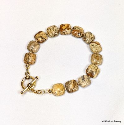 Picture Jasper Chiclets Gold Toggle Bracelet