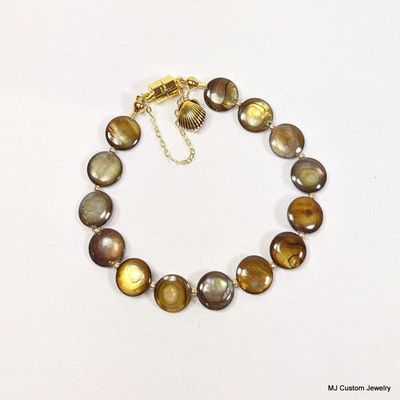 Golden Shell Coins & Sea Shell Charm Magnetic Clasp Bracelet