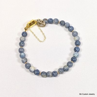 Dumortierite & Brushed Gold Drop Magnetic Clasp Bracelet
