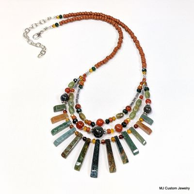 Fancy Jasper Fan Bib Necklace
