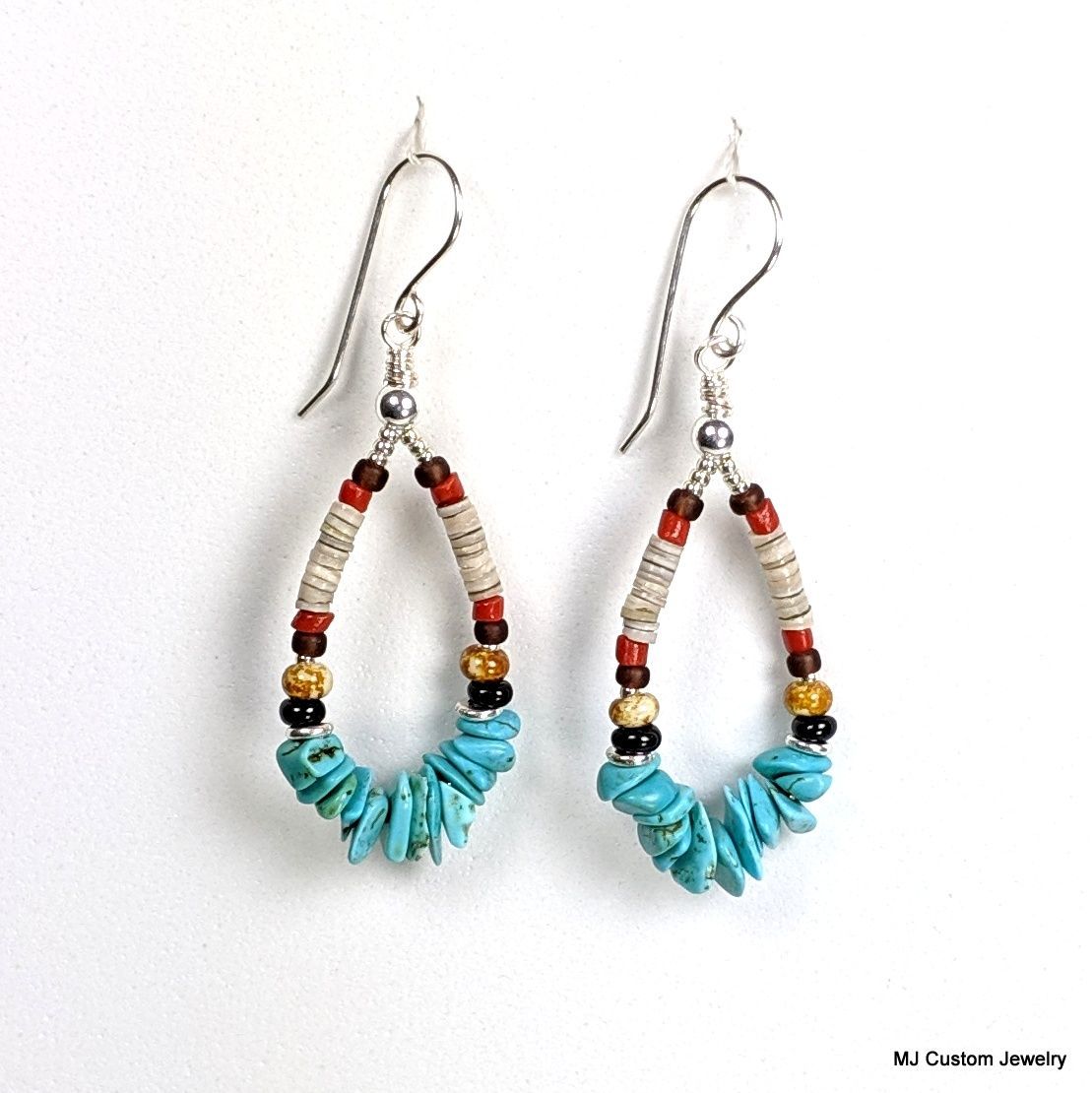 Turquoise Nuggets & Shell Heishi Ring of Stones Earrings