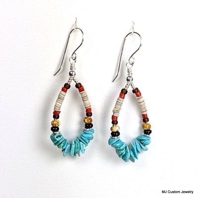 Turquoise Nuggets & Shell Heishi Ring of Stones Earrings