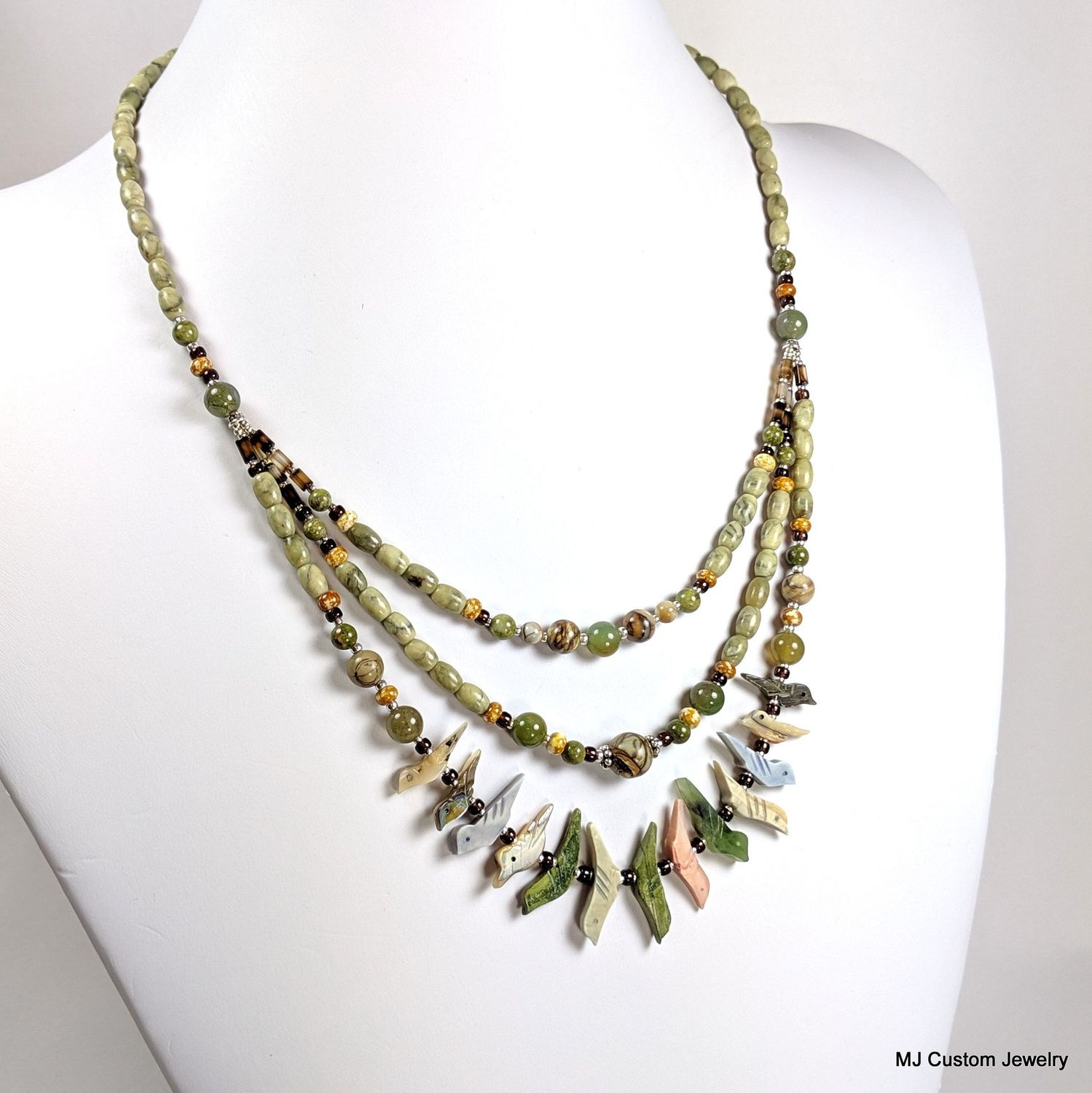 Bird Fetish & Treasures Triple Bib Necklace