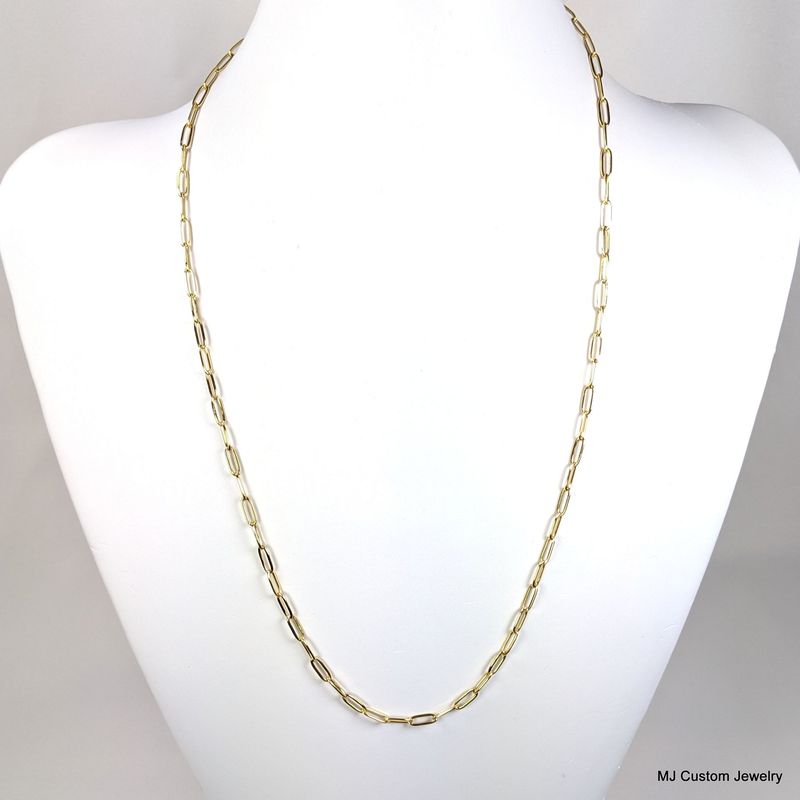 Simply Gold – Dainty Gold PVD Paperclip Chain Necklace – 24”