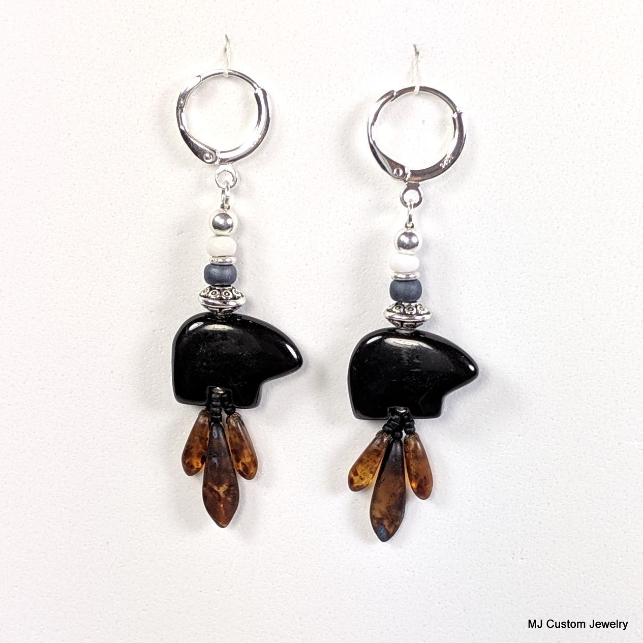 Onyx Zuni Bears & Daggers Earrings
