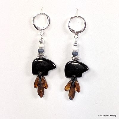 Onyx Zuni Bears & Daggers Earrings