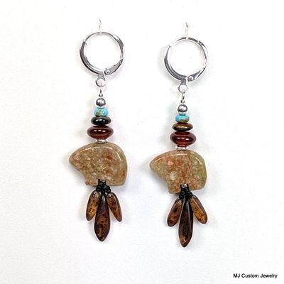 Autumn Jasper Zuni Bears & Daggers Earrings