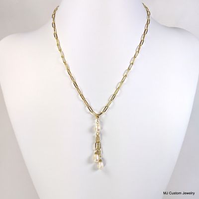 Freshwater Pearl Drop Tassel Pendant Necklace