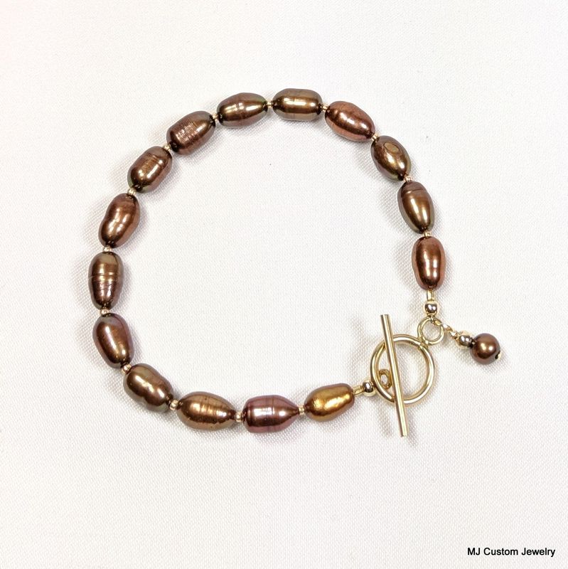 Bronze Freshwater Pearl 14k GF Bracelet