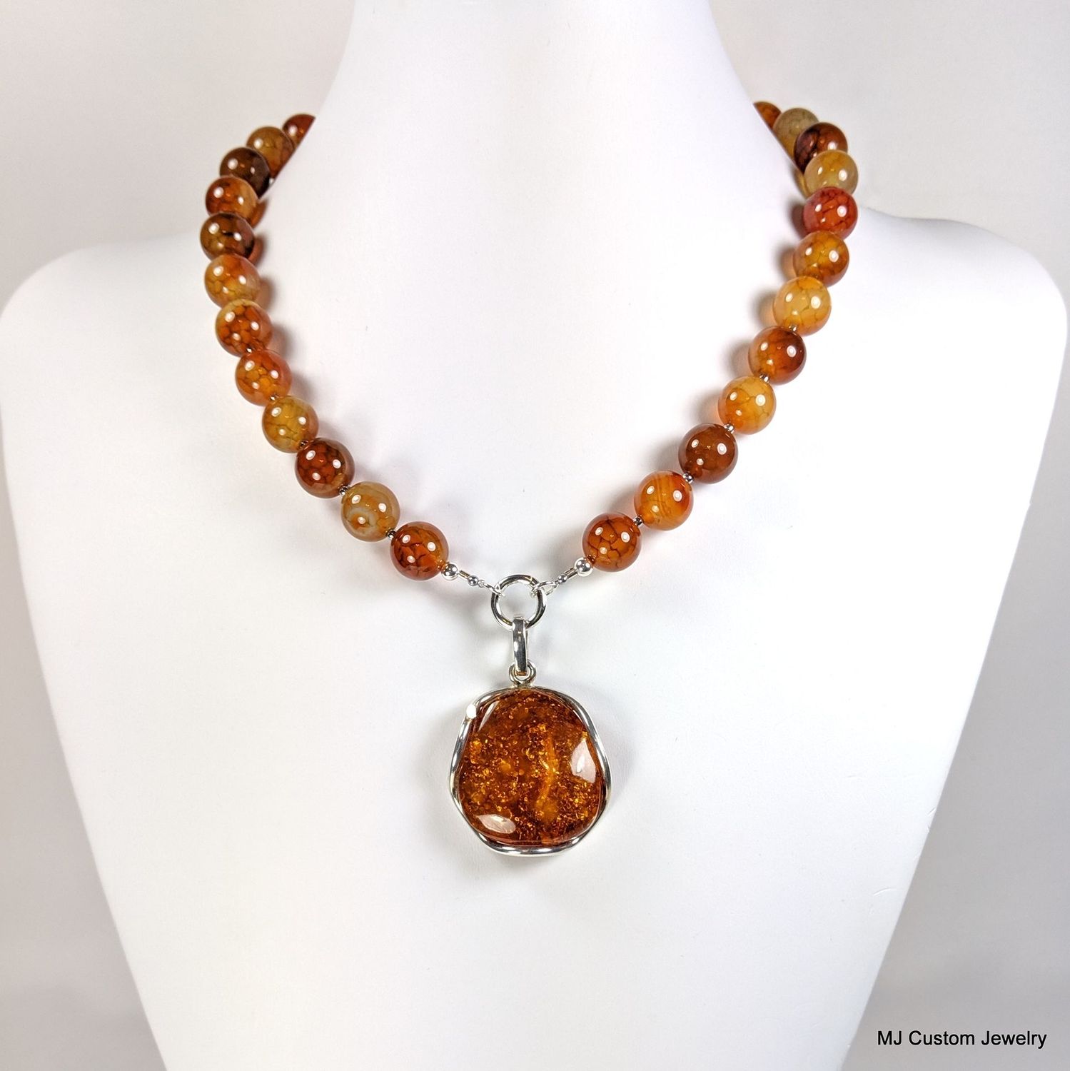 Gold Dragon Vein Agate w/ Removable Baltic Amber Pendant Gold Dragon Vein Agate w/ Removable Baltic Amber Pendant