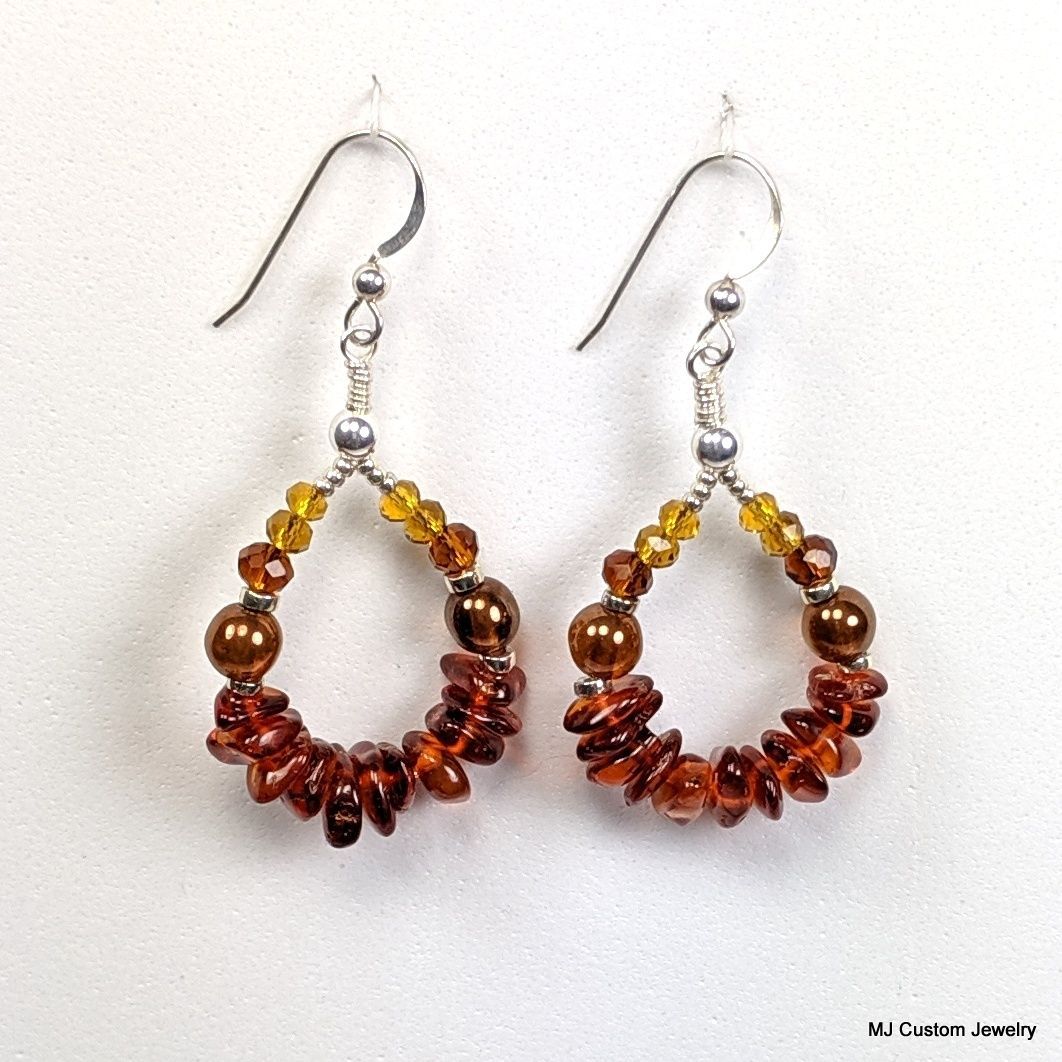 Baltic Amber & Crystal Ombre Ring of Stones Earrings