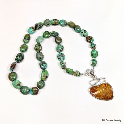Turquoise Nuggets w/ Removable Baltic Amber Pendant