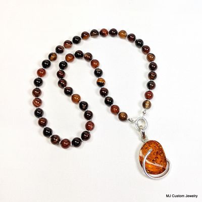 Dream Agate w/ Removable Baltic Amber Pendant Dream Agate w/ Removable Baltic Amber Pendant