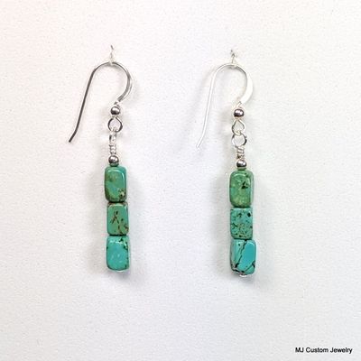 Turquoise Stacked Tumbled Squares Earrings Turquoise Stacked Tumbled Squares Earrings