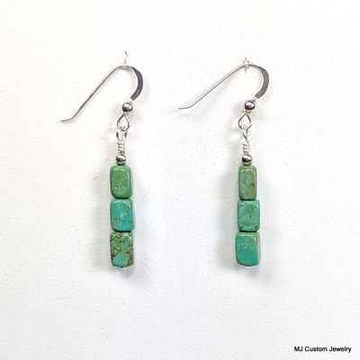 Turquoise Stacked Tumbled Squares Earrings Turquoise Stacked Tumbled Squares Earrings