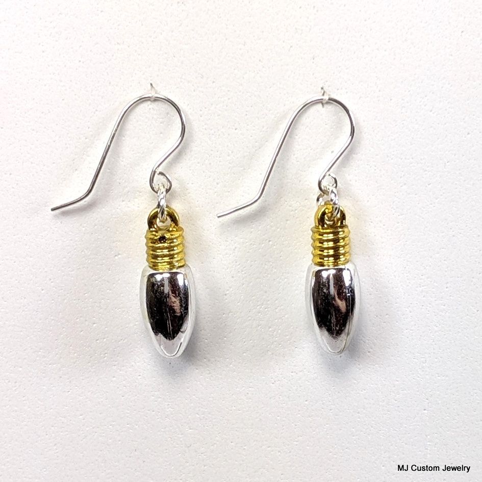 Silver & Gold Christmas Light Bulb Earrings Silver & Gold Christmas Light Bulb Earrings