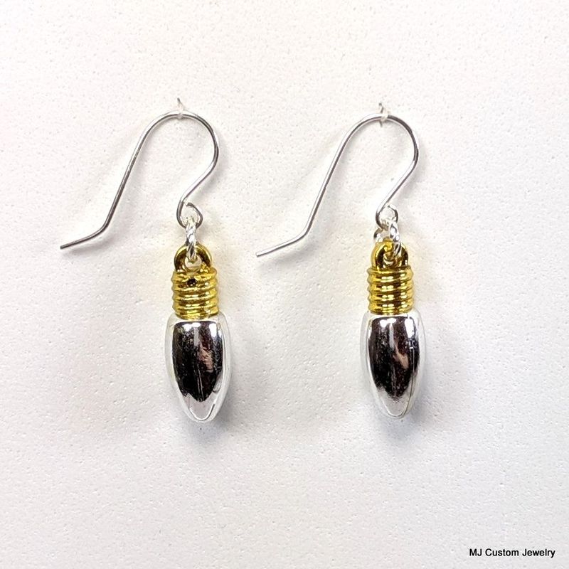 Silver & Gold Christmas Light Bulb Earrings
