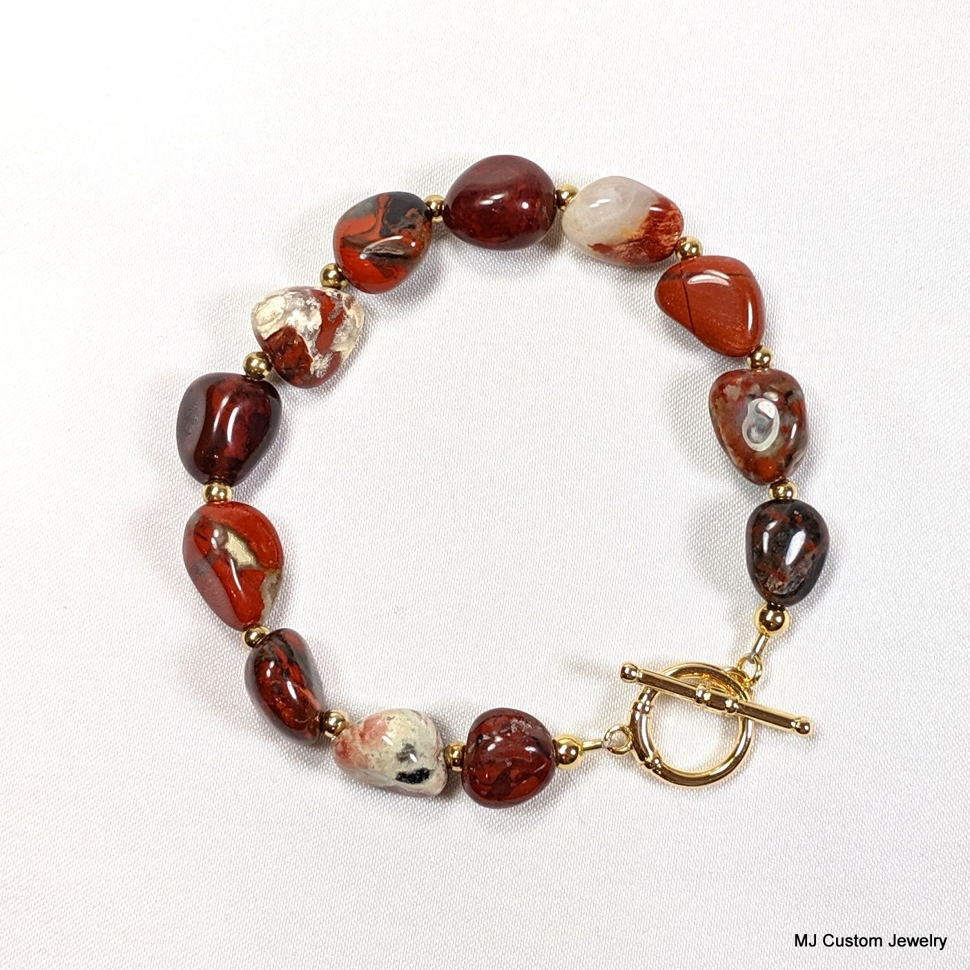 Brecciated Jasper Nuggets Gold Toggle Bracelet Brecciated Jasper Nuggets Gold Toggle Bracelet