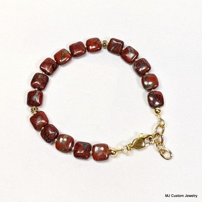 Brecciated Jasper Chiclets Gold Bracelet