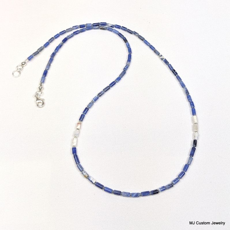Sodalite Petite Tiny Tubes Necklace