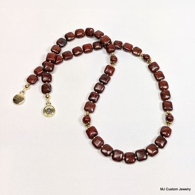Brecciated Jasper Chiclets Magnetic Button Clasp Necklace