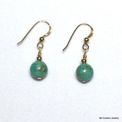 Turquoise Round Gemstone 14k GF Earrings Turquoise Round Gemstone 14k GF Earrings