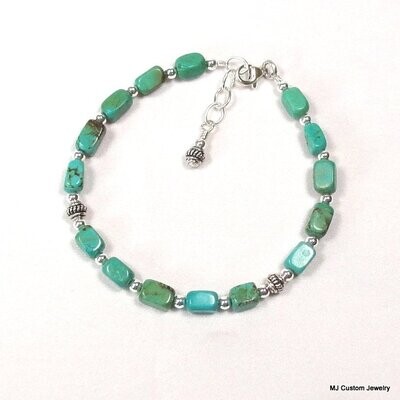 Turquoise Tumbled Squares & Bali Silver Bracelet