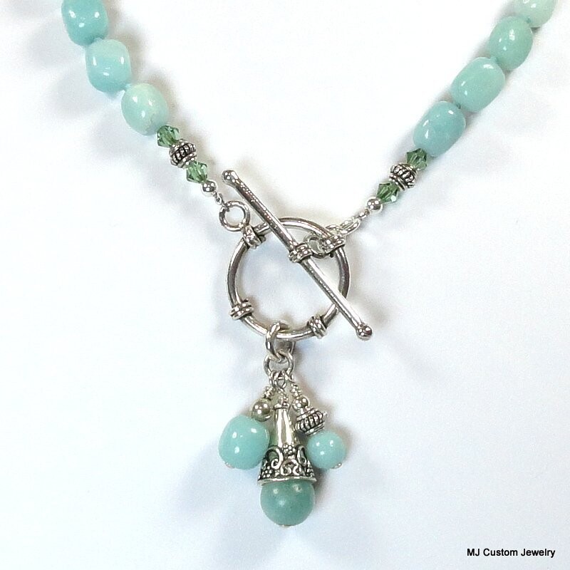 Amazonite & Bali Silver Toggle Front Necklace