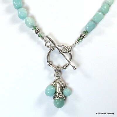 Amazonite & Bali Silver Toggle Front Necklace Amazonite & Bali Silver Toggle Front Necklace