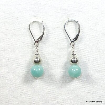 Amazonite Gemstone & Silver Ball Earrings Amazonite Gemstone & Silver Ball Earrings