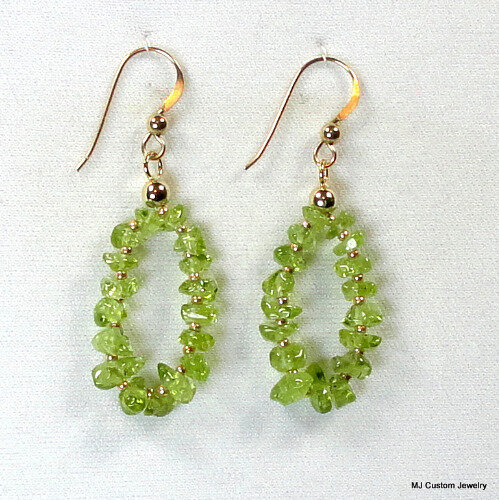 Peridot Nuggets Ring of Stones 14k GF Earrings Peridot Nuggets Ring of Stones 14k GF Earrings