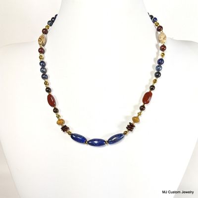 Lapis, Jasper, Shell & Gold Hematite Necklace Lapis, Jasper, Shell & Gold Hematite Necklace