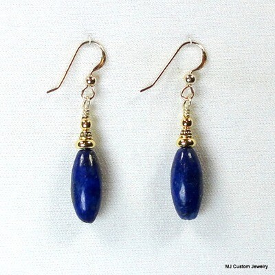 Lapis Lazuli Gemstone Melons 14k GF Earrings Lapis Lazuli Gemstone Melons 14k GF Earrings