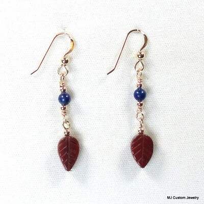 Brecciated Jasper Leaves & Lapis 14k GF Earrings Brecciated Jasper Leaves & Lapis 14k GF Earrings