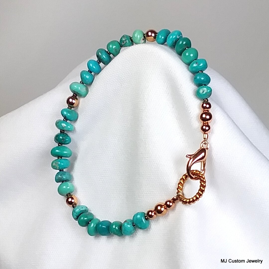 Turquoise Tumbled Nugget Copper Bracelet (medium) Turquoise Tumbled Nugget Copper Bracelet (medium)