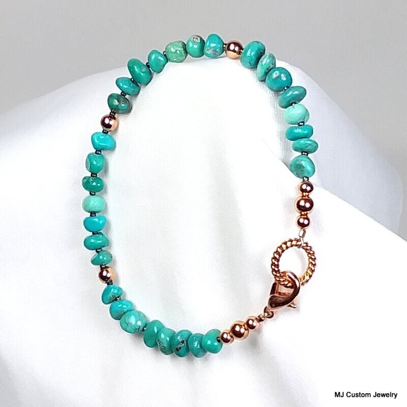 Turquoise Tumbled Nugget Copper Bracelet (large)