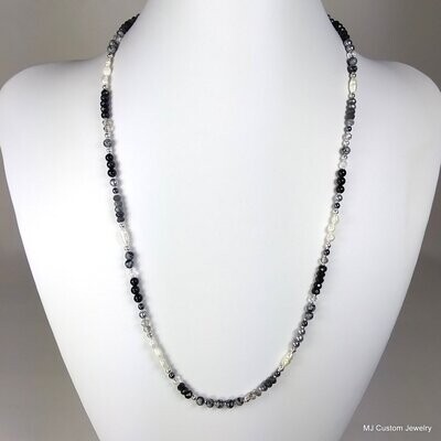 Multi-gemstone, Crystal & Pearl Black & Grey Necklace Multi-gemstone, Crystal & Pearl Black & Grey Necklace