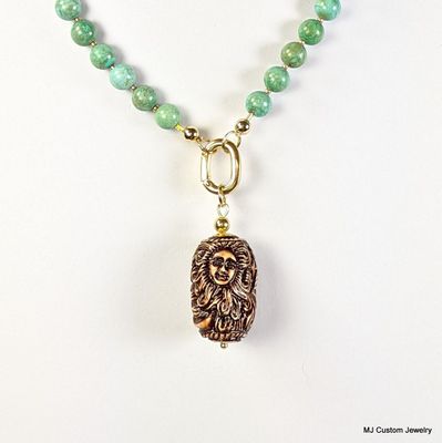 Turquoise Necklace w/ Removable Bone Mermaid Pendant